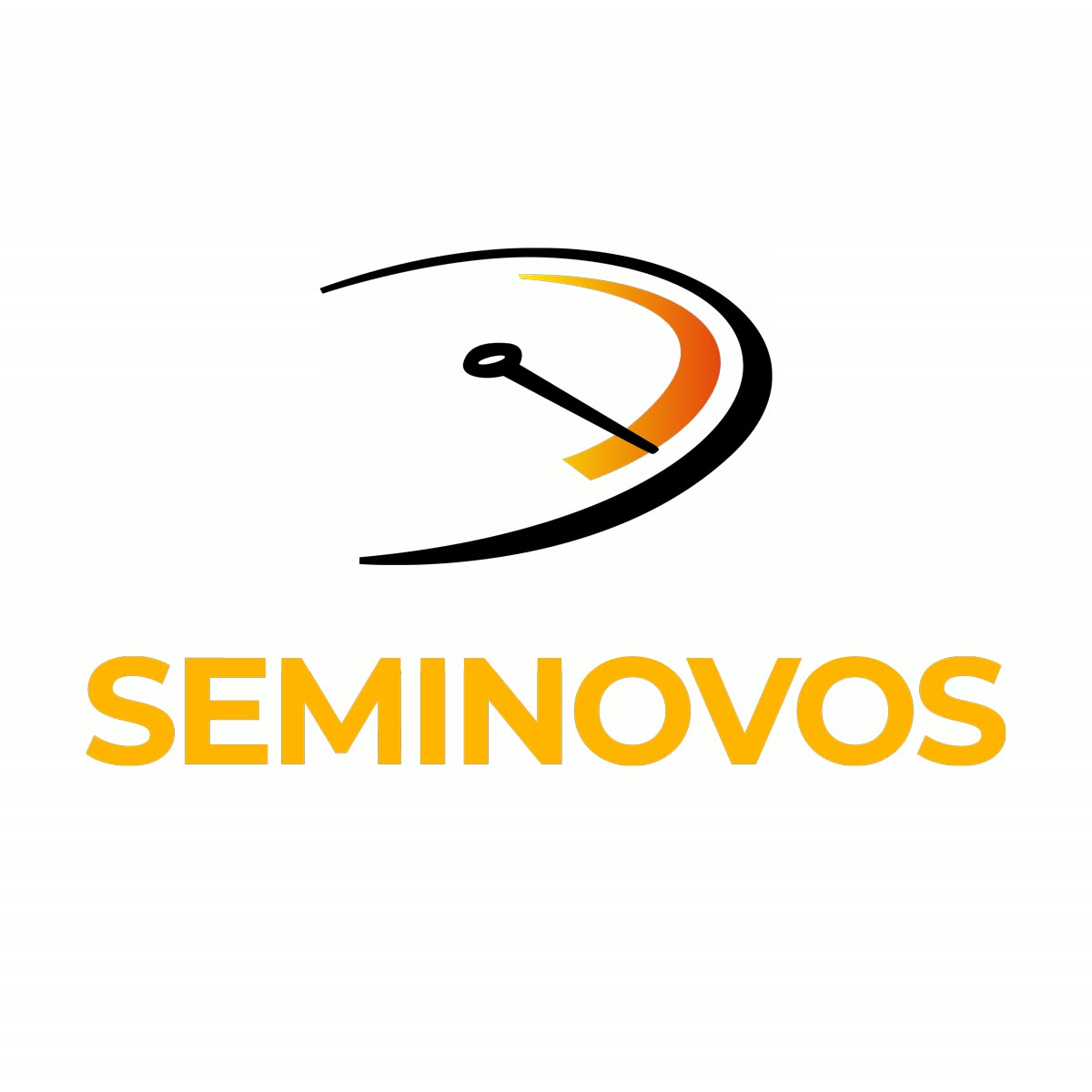 Logo da Carrera Seminovos, com o símbolo em preto e laranja e o wordmark em amarelo.