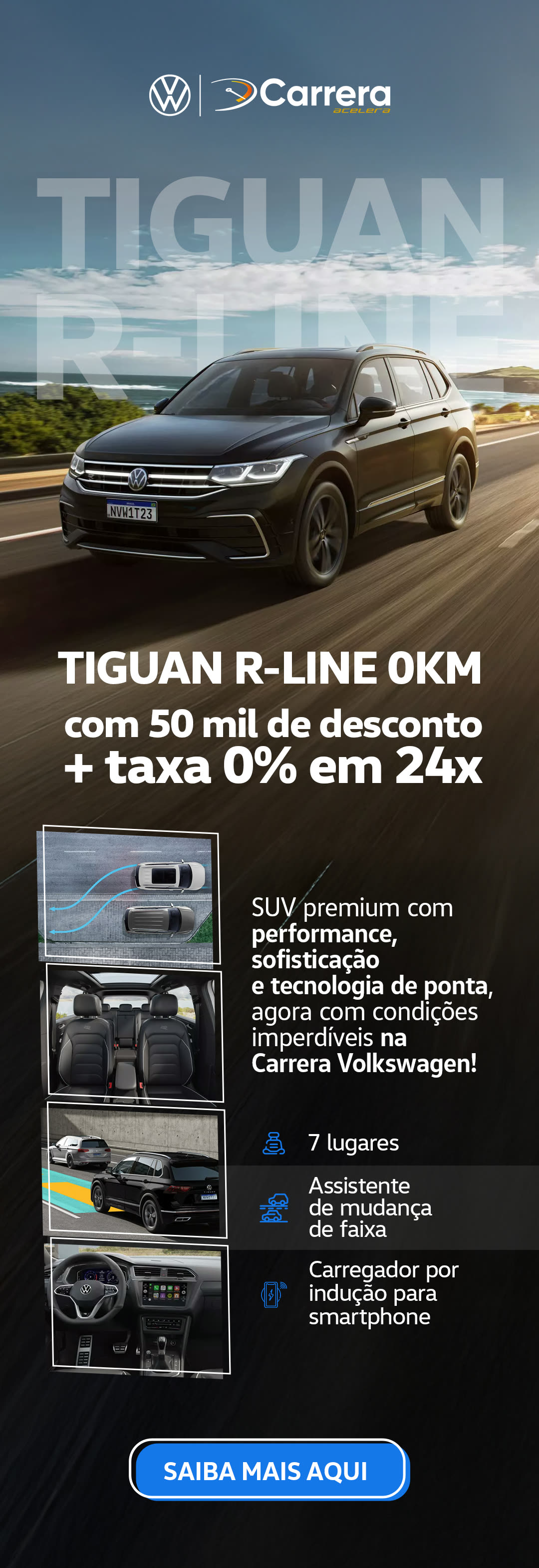 E-mail marketing do Volkswagen Tiguan R-Line, com condição de entrada e parcelamento.