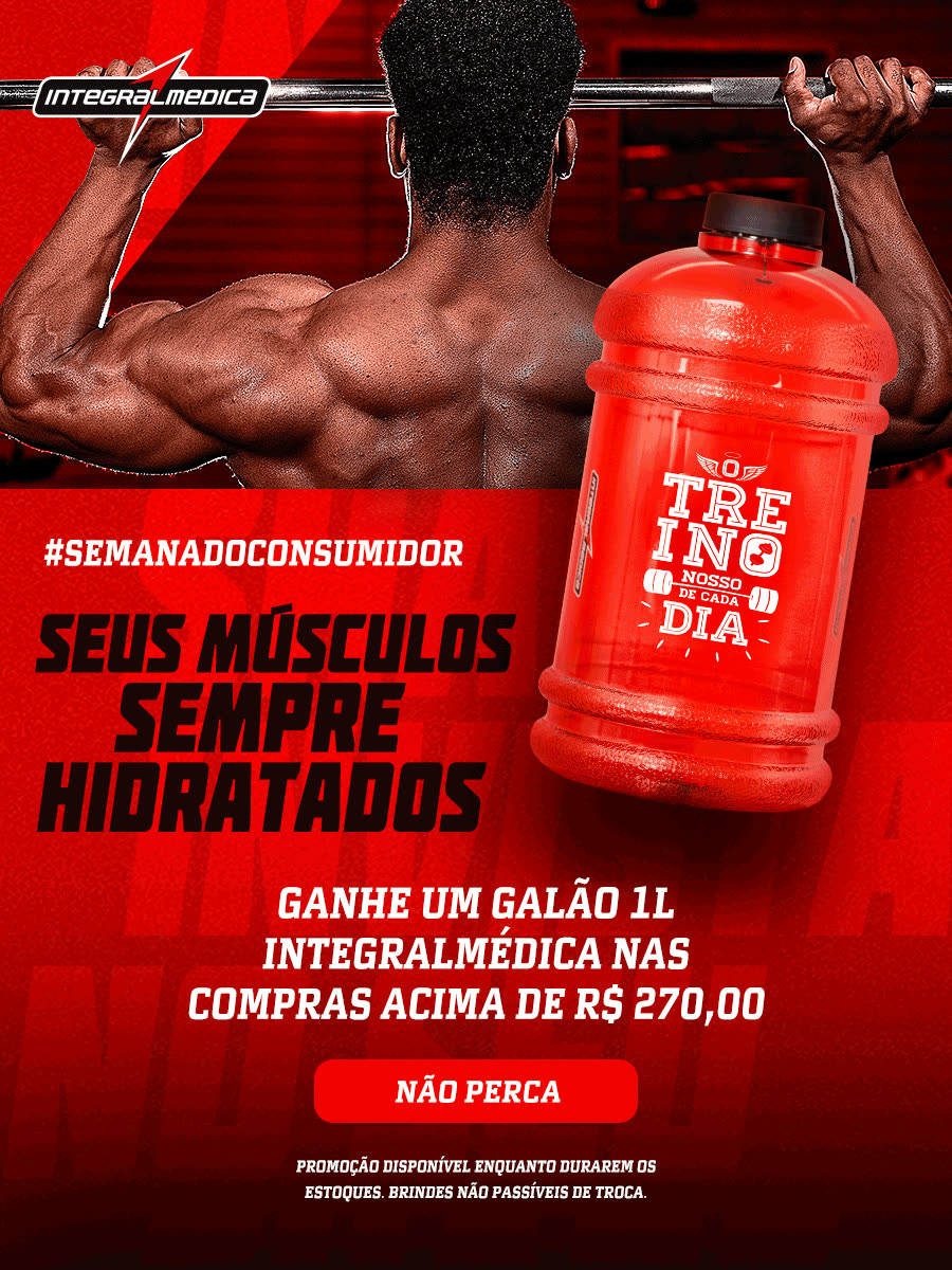 Peça de campanha com galão vermelho da Integralmédica e chamada de hidratação.