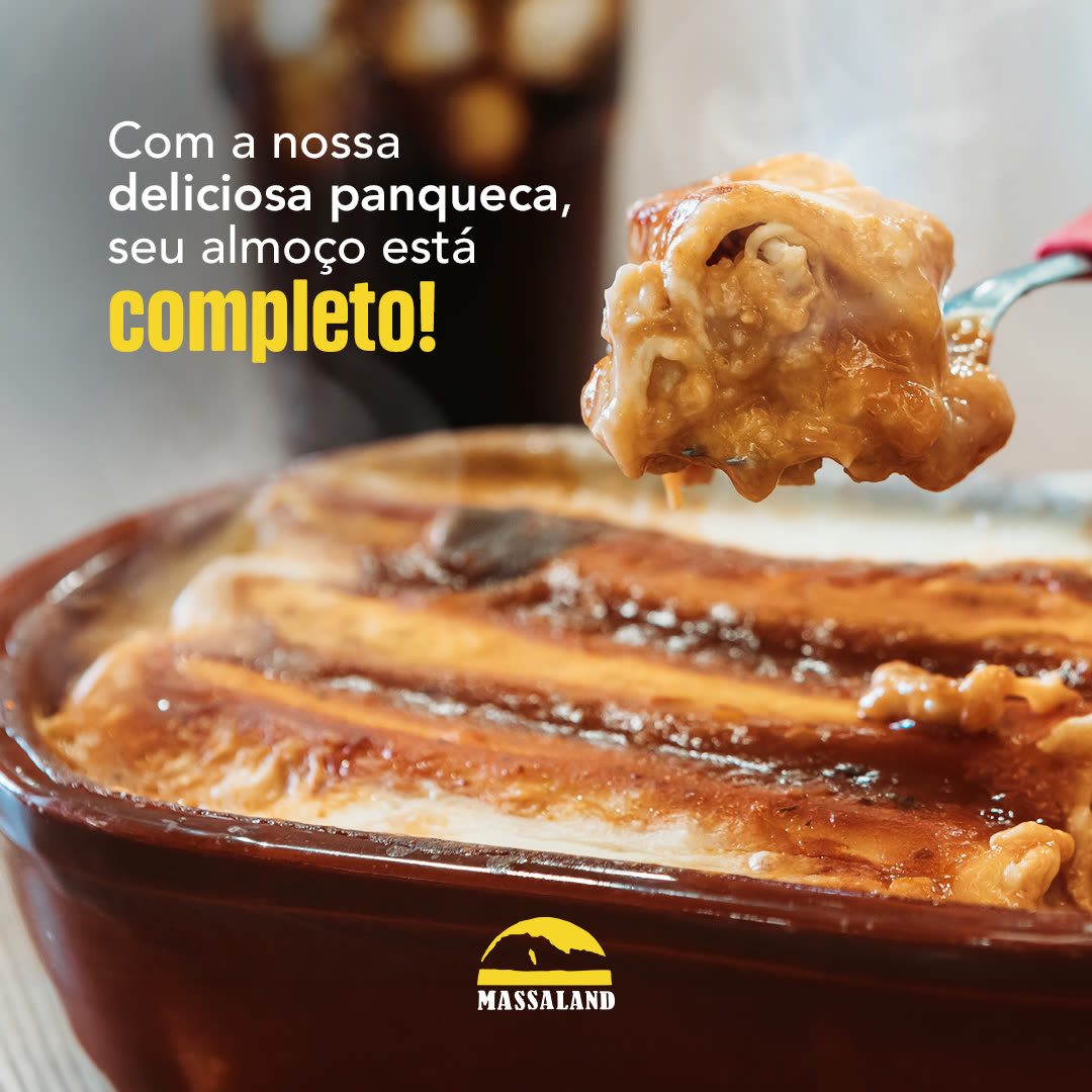 Post de panqueca da Massaland com a chamada 