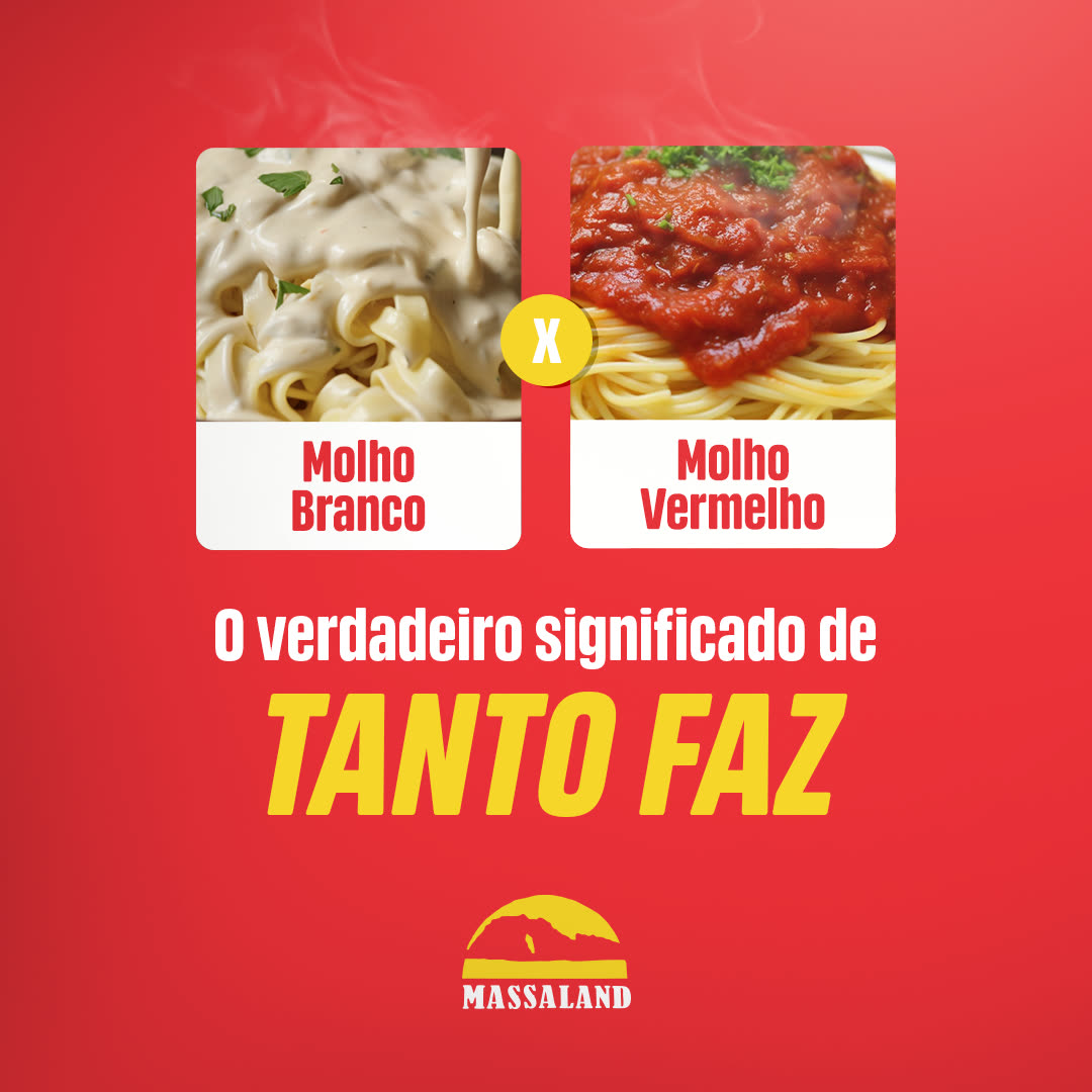 Post comparando molho branco e molho vermelho, com a chamada 