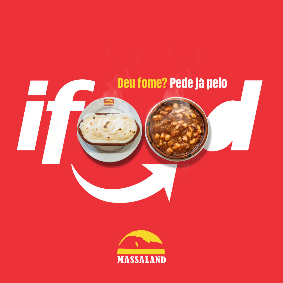 Peça de delivery pelo iFood, com dois pratos ocupando o lugar das letras do nome.
