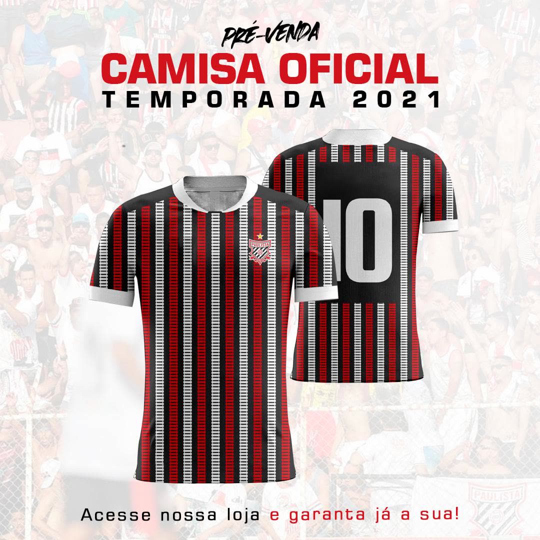 Peça de pré-venda da camisa oficial do Paulista FC para a temporada 2021.