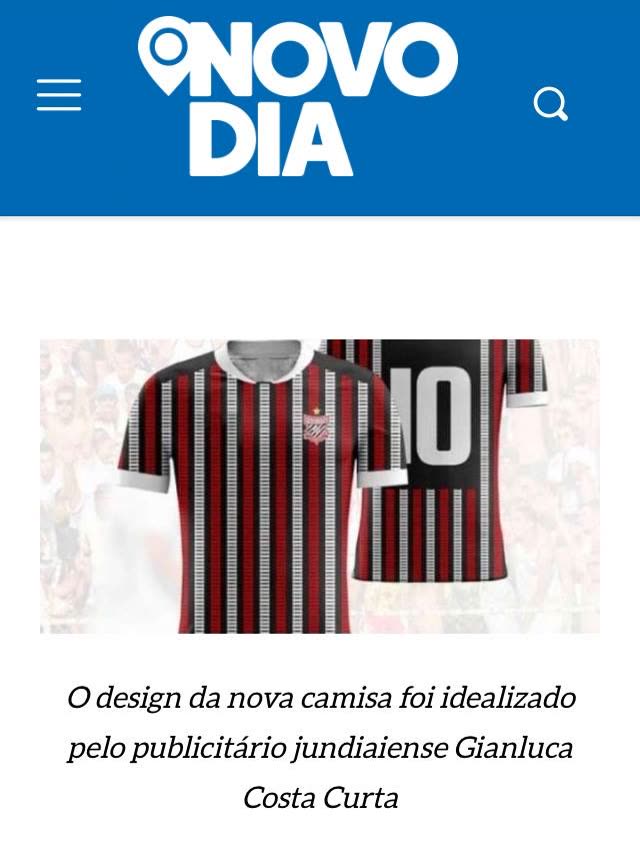 Publicação do portal O Novo Dia sobre o design da camisa do Paulista FC.