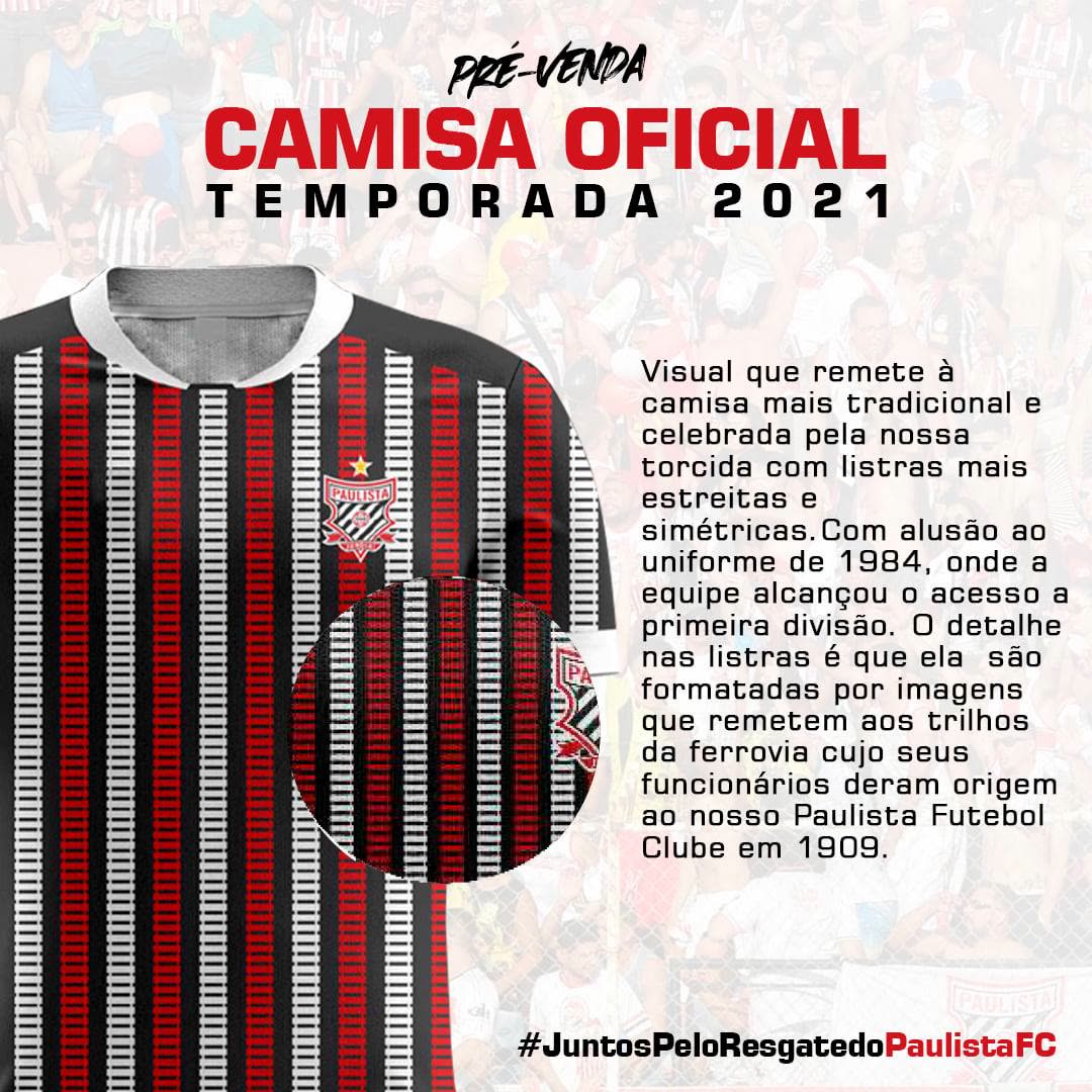 Peça de pré-venda da camisa 2021 com o texto sobre a concepção do design.