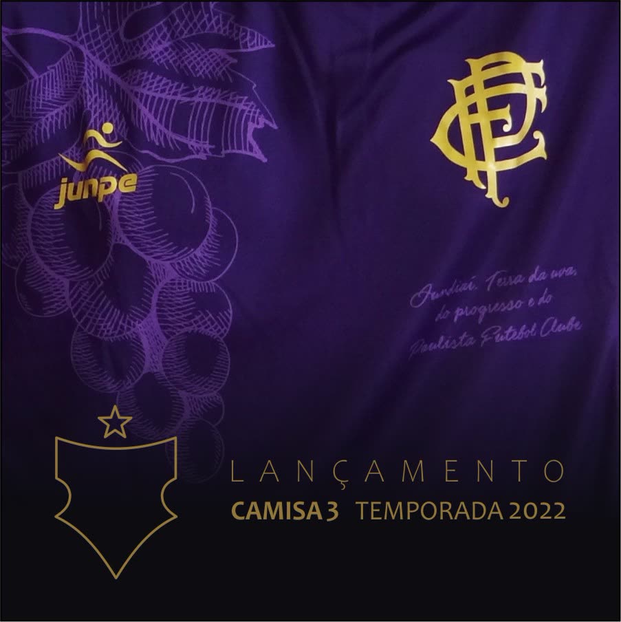 Lançamento da camisa 3 da temporada 2022, em roxo com o escudo em dourado.