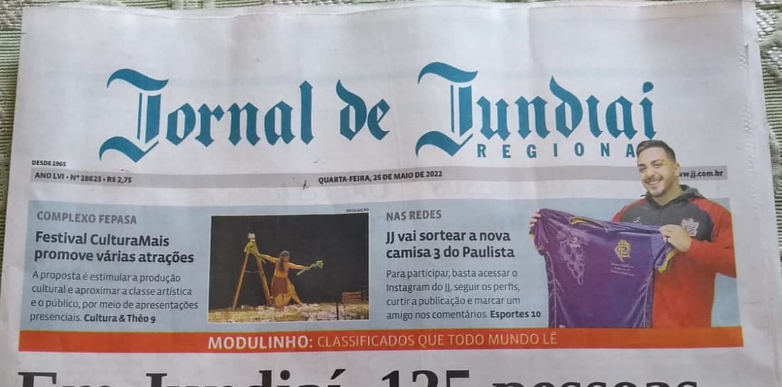 Recorte do Jornal de Jundiaí com matéria sobre o clube.