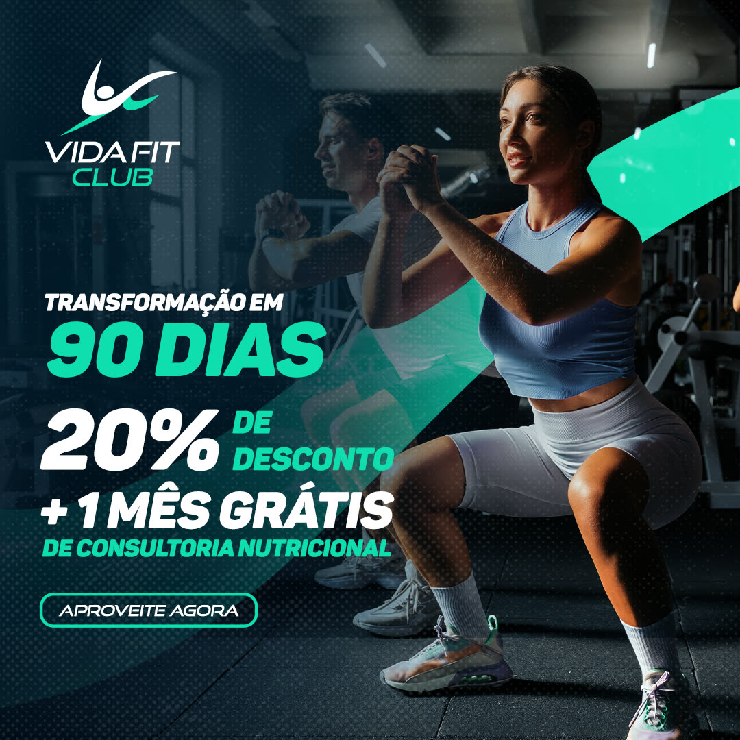 Post da campanha de transformação em 90 dias, com atleta em agachamento.